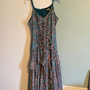 Tunnel Vision Teal Floral Maxi Dress